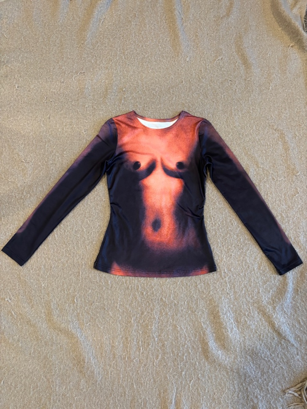Long Sleeve Graphic Women's Top in Black and Orange